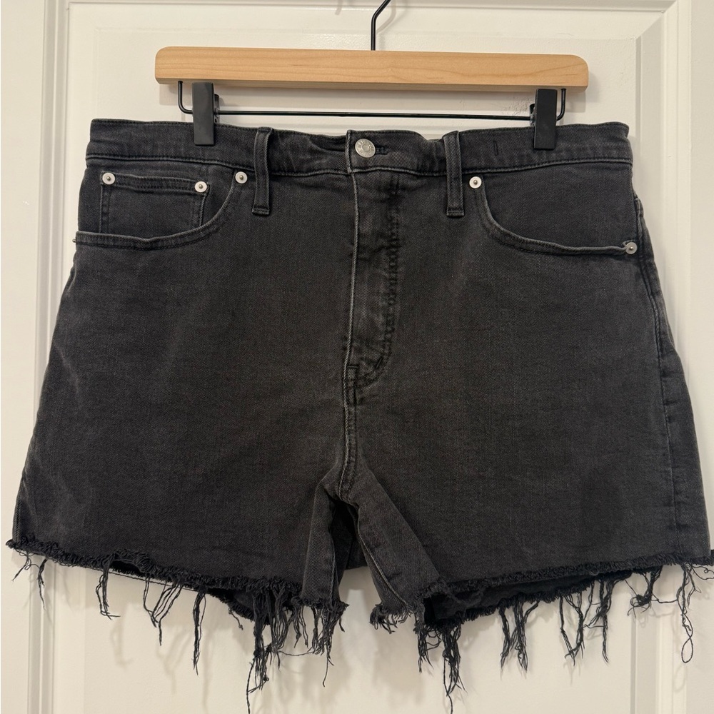 Madewell Frayed Hem Black Denim Women's Shorts